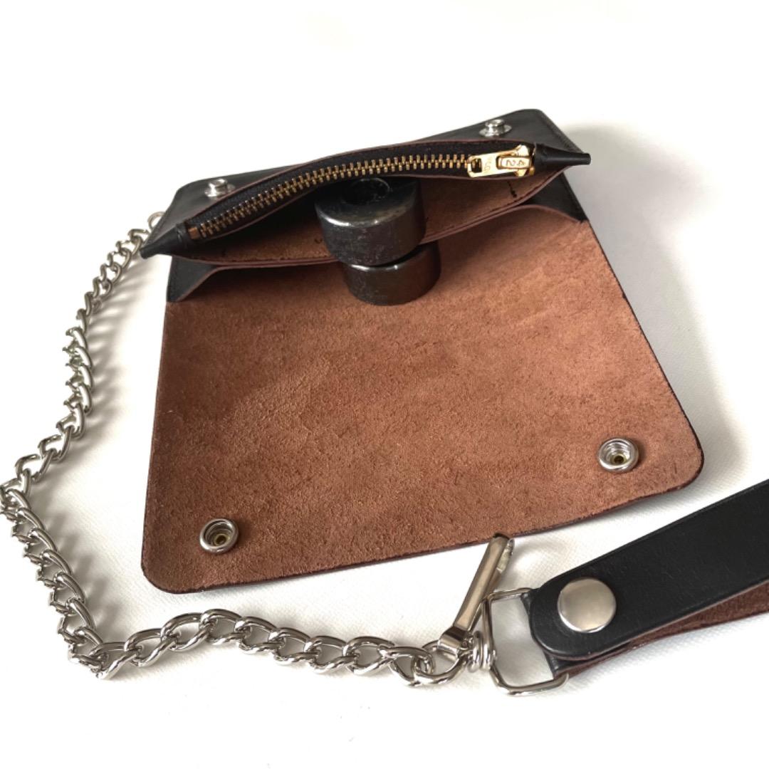 ミドルトラッカーウォレット　ホースハイド　ロウ付けチェーン　ヴィンテージタロン