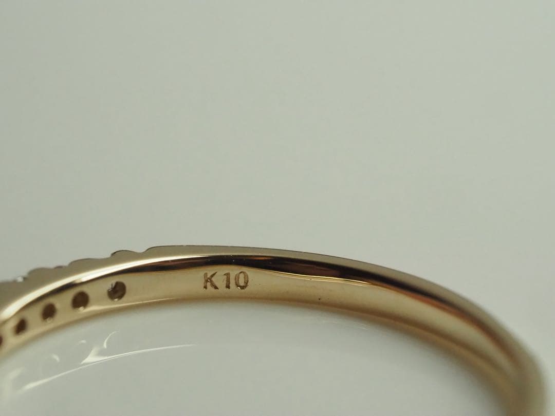 キラキラ可愛い♡K10YG 天然ダイヤモンドハーフエターナルリング