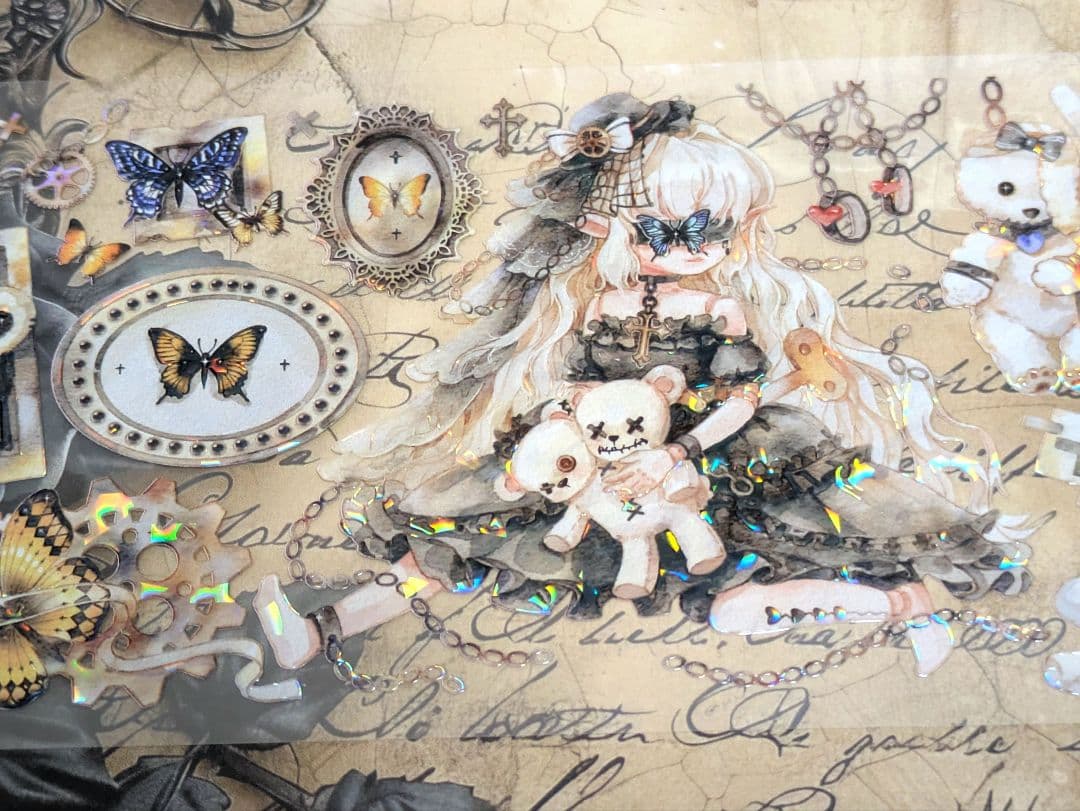 J1745▶鎏金机械城-黑百合(贝壳光)studiovi切売海外人物マステ女の子