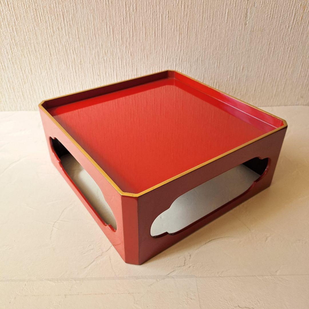 明治40年 輪島塗 大極上本堅地 足付き膳 供養膳 +丸盆2枚