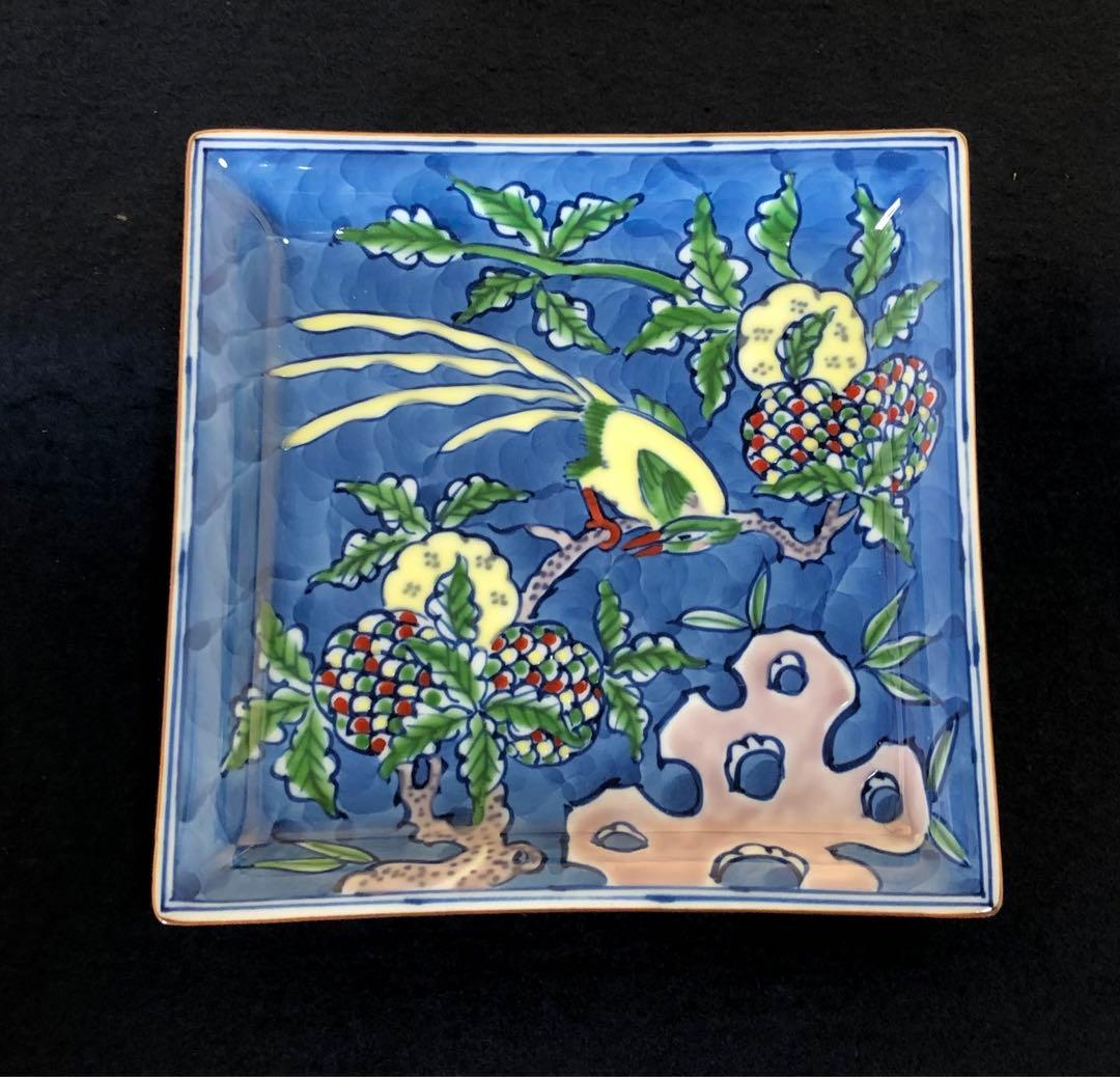 《レ》有田焼 染錦古代花鳥 銘々皿5客 源右衛門作 共箱 251127お1