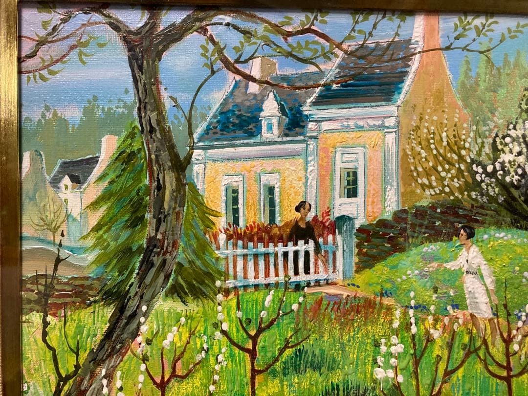 油彩 油絵 フランス風景【J.M. Hubert】 箱あり F5号