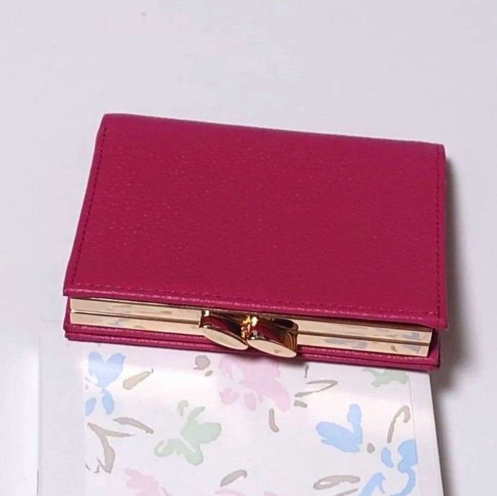 皇居 限定 がま口財布 ローズ 二つ折財布 濃いピンク