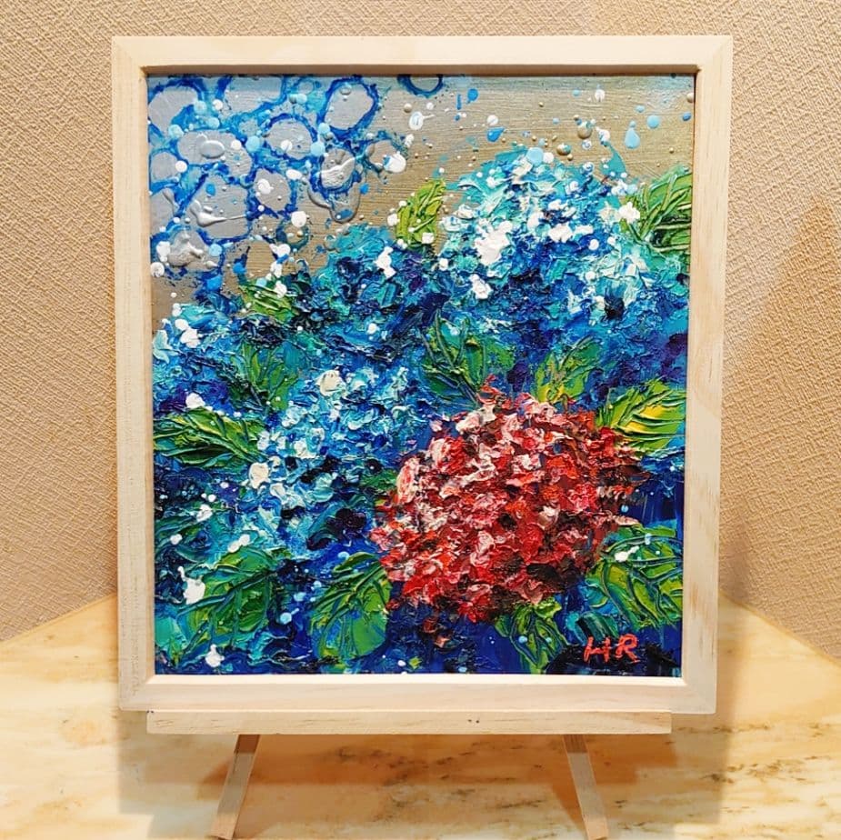 油絵 絵画【紫陽花】【色紙】