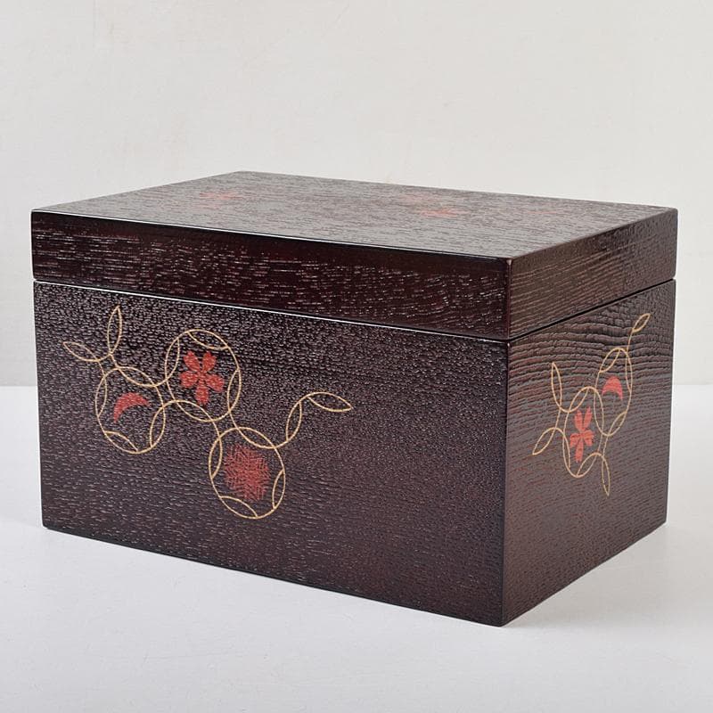 茶道具　柿合溜　四季七宝蒔絵　利休茶箱　赤楽茶碗　棗など　七点一式　MR9485