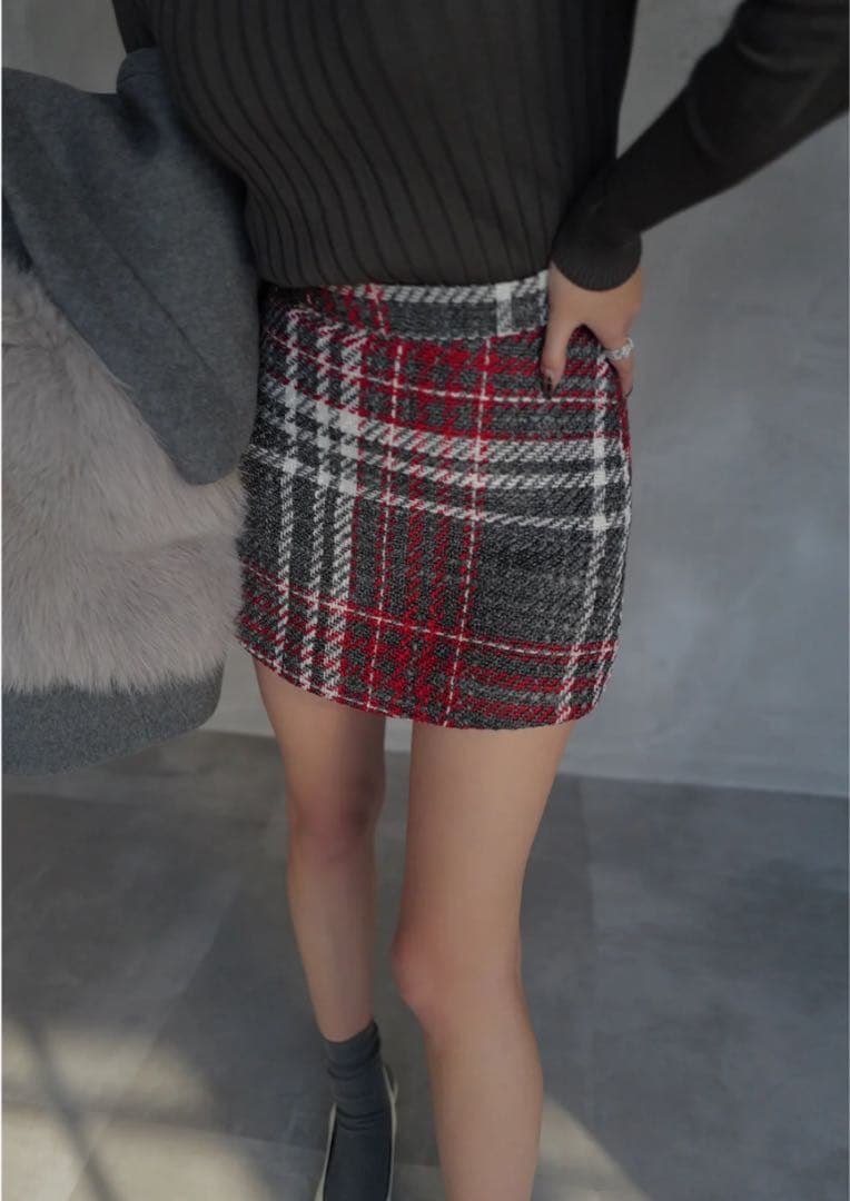 sheller ウールチェックツイードキュロット