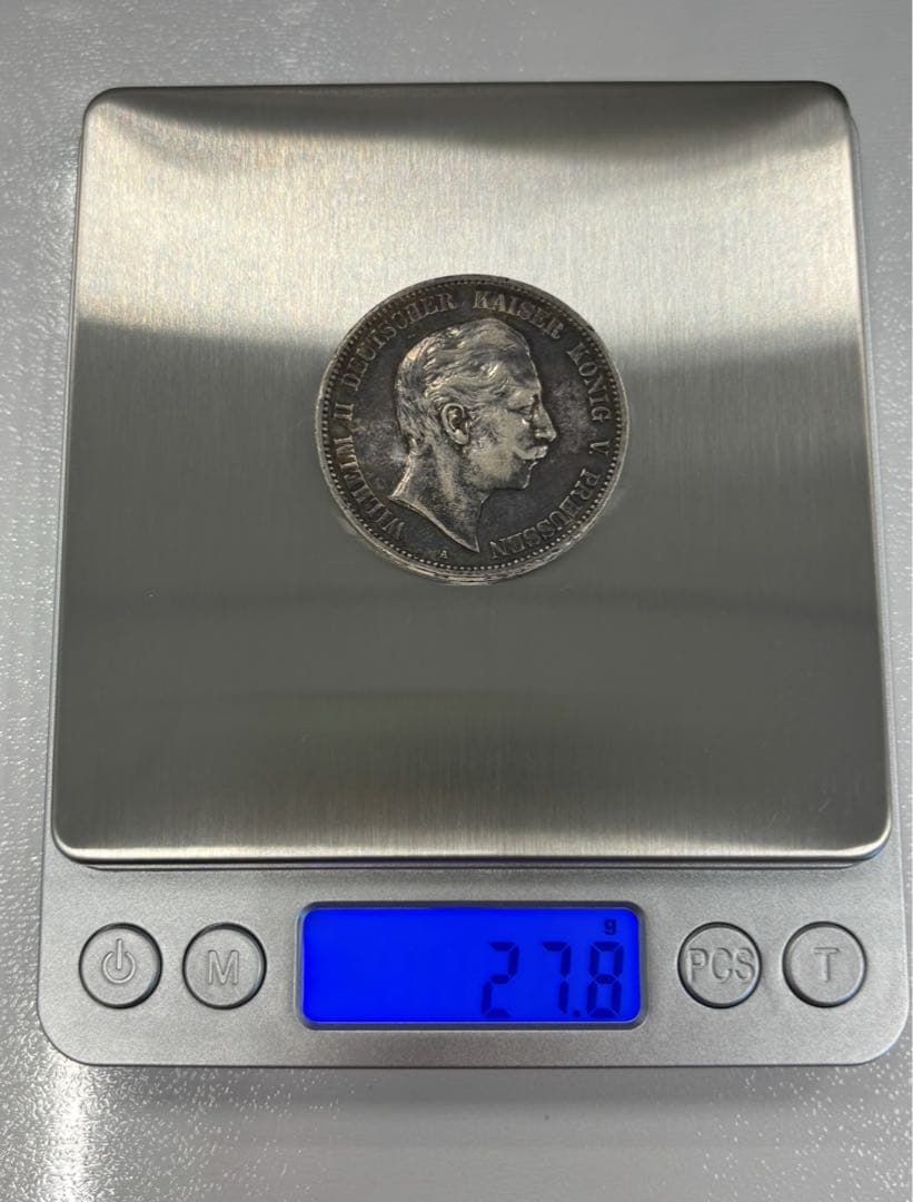 1903年ドイツ帝国ウィルヘルム2世 5マルク 大型銀貨