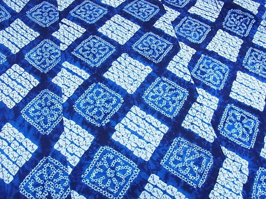 ♦︎きもの結♦︎有松鳴海絞り 浴衣 花菱 綿　未使用品♦︎d