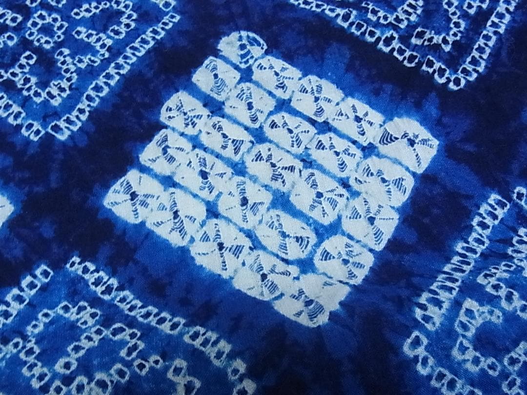 ♦︎きもの結♦︎有松鳴海絞り 浴衣 花菱 綿　未使用品♦︎d