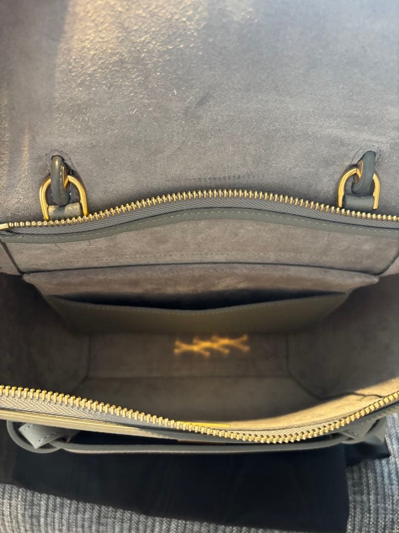 【極美品】【値下げ】CELINE ベルトバッグ　グレー/水色保存袋付き