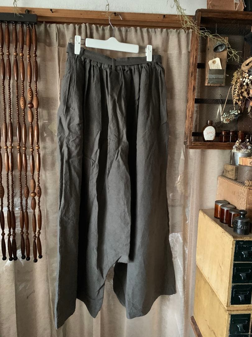 ⑦ イチ アンティークス 琴平炊きリネン サルエルパンツ チャコールグレー