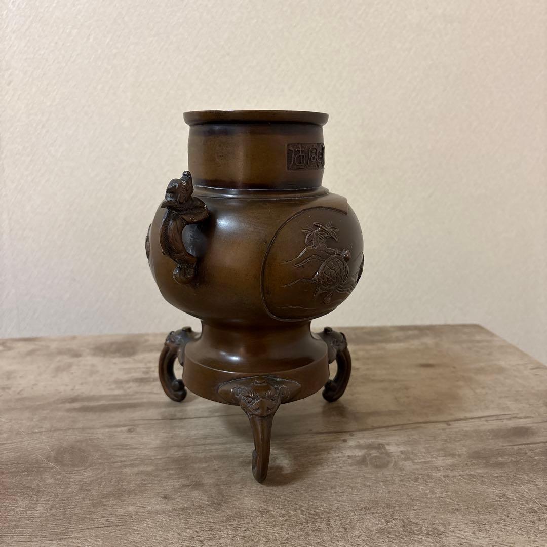 古銅薄端　花瓶　花器　アンティーク〈検 池坊　華道いけ花　高岡銅器　茶道　立花