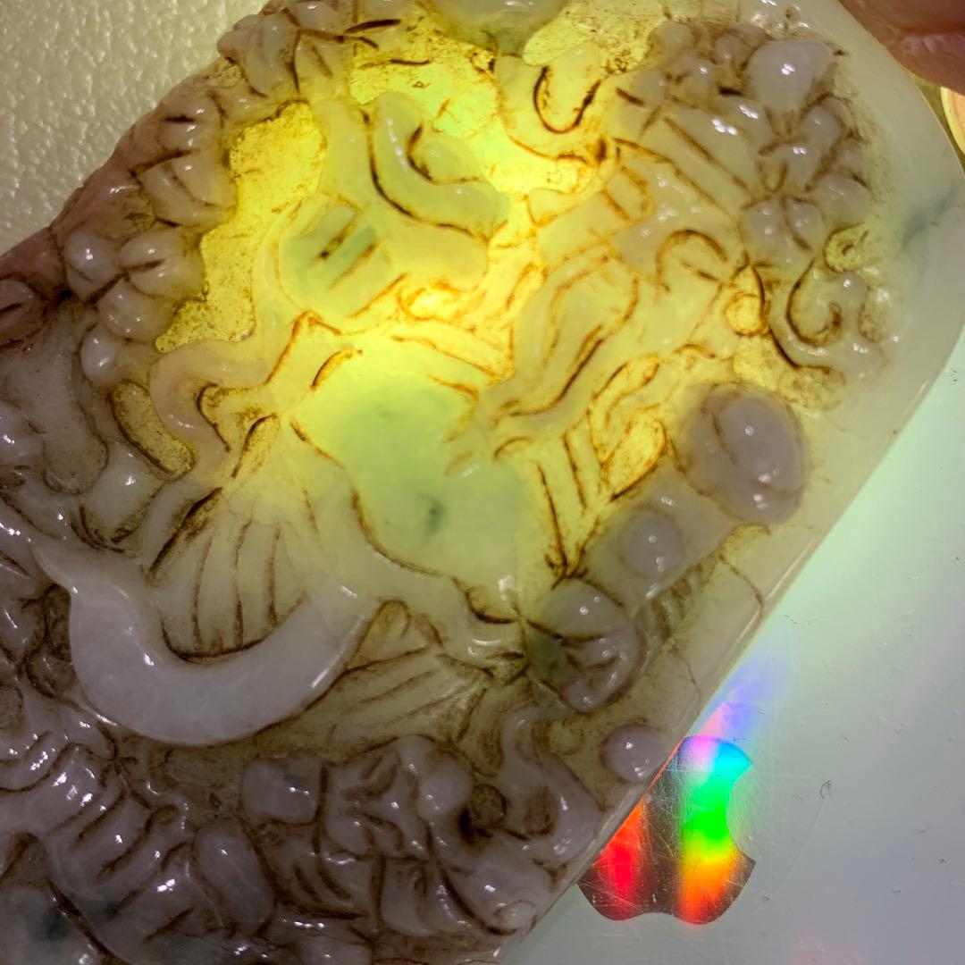 旧家蔵出　清国時代物　本物保証品　ヒスイ　翡翠 財神様　翡翠本物保証お守り