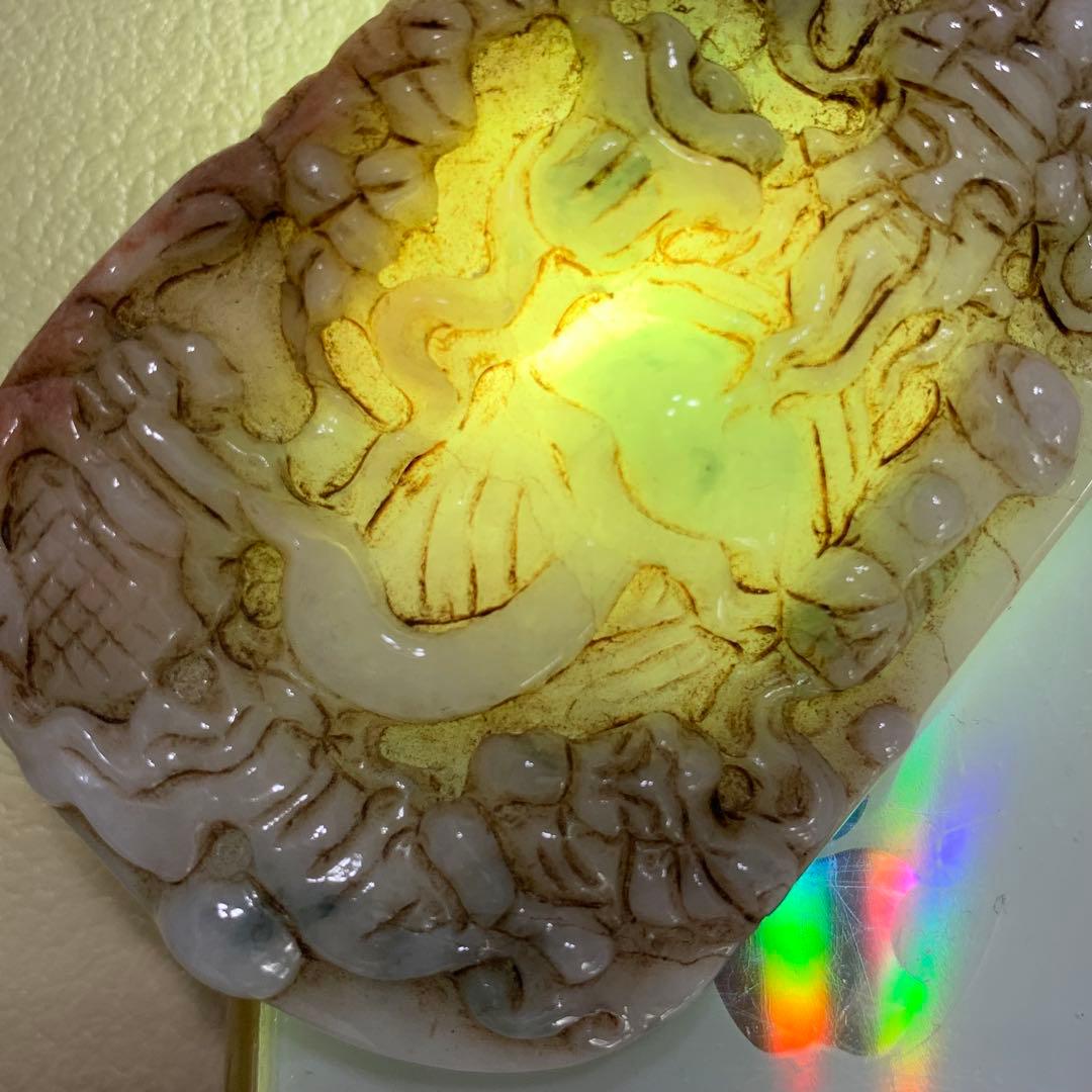 旧家蔵出　清国時代物　本物保証品　ヒスイ　翡翠 財神様　翡翠本物保証お守り