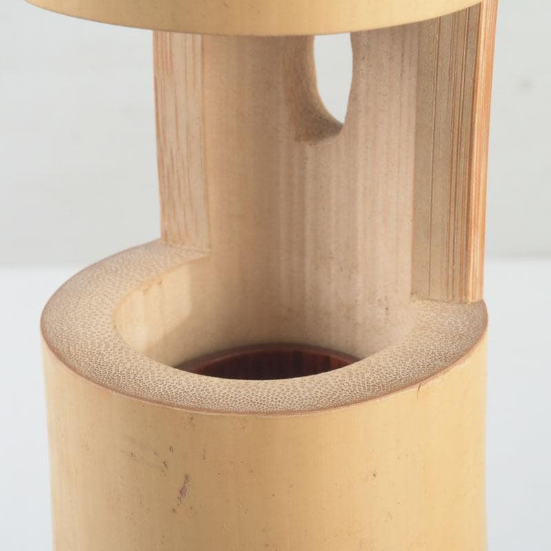 茶道具　指物師　稲垣信斎作　一重切　竹花入　銘「清水」　共布共箱　V　9472