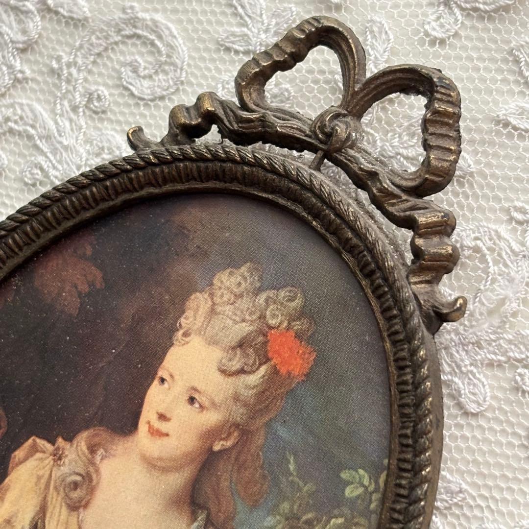 【イタリア製】ヴィンテージ オルモル アートフレーム ブラス 肖像画 オーバル型