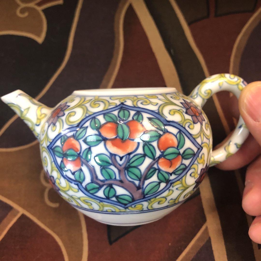 グリン玉　急須　煎茶　京焼清昌作　木箱入