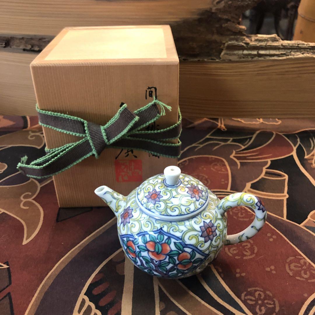 グリン玉　急須　煎茶　京焼清昌作　木箱入