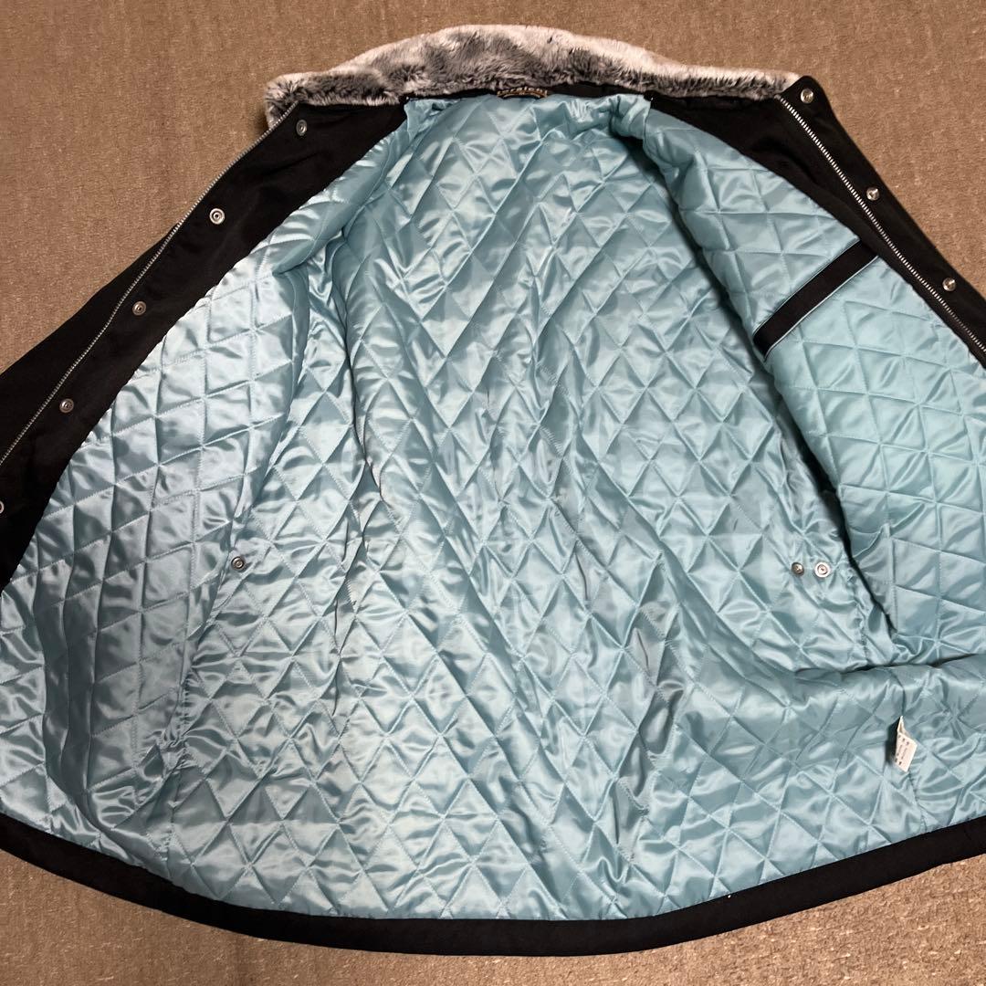 寅壱 2530-150 ハーフコート 5L 防寒 裏キルト 衿ボア 黒 試着のみ