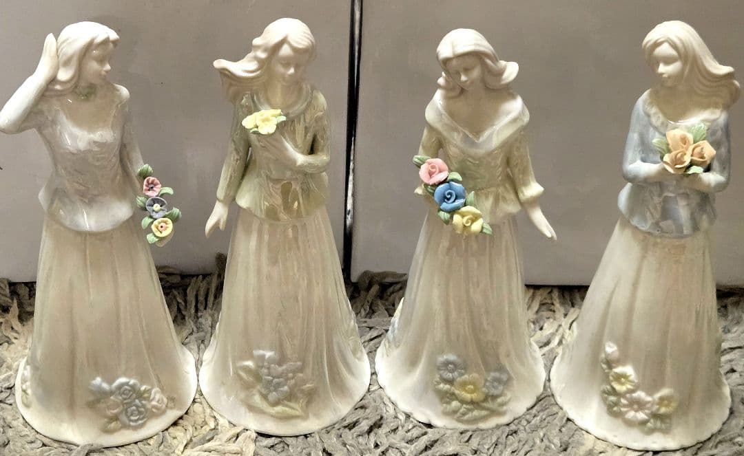 【値下げ】陶器製女性フィギュア 4体セット アンティーク 希少