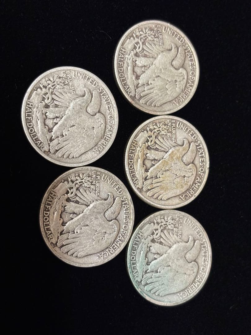 状態揃え1945年 ウォーキングリバティ銀貨 5枚セット