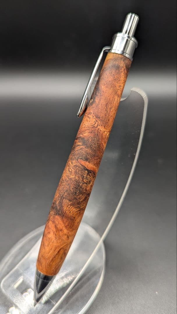 262ペン工房翌檜　花梨　紅白　源平　瘤杢　木軸シャーペン　木軸ボールペン