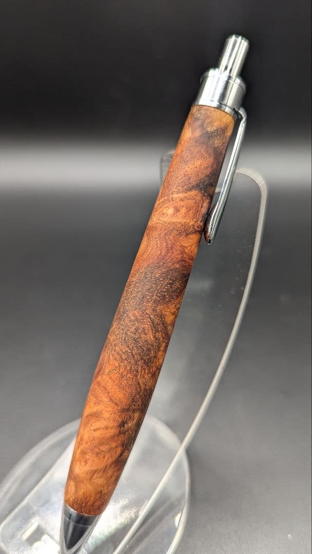 262ペン工房翌檜　花梨　紅白　源平　瘤杢　木軸シャーペン　木軸ボールペン
