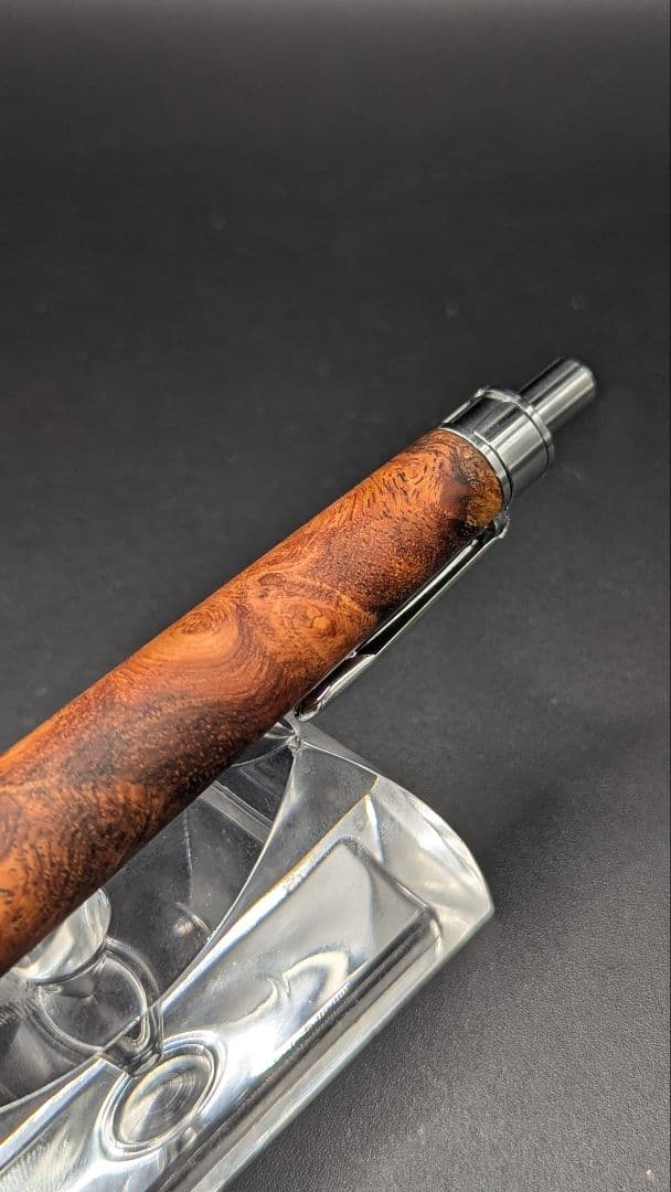 262ペン工房翌檜　花梨　紅白　源平　瘤杢　木軸シャーペン　木軸ボールペン