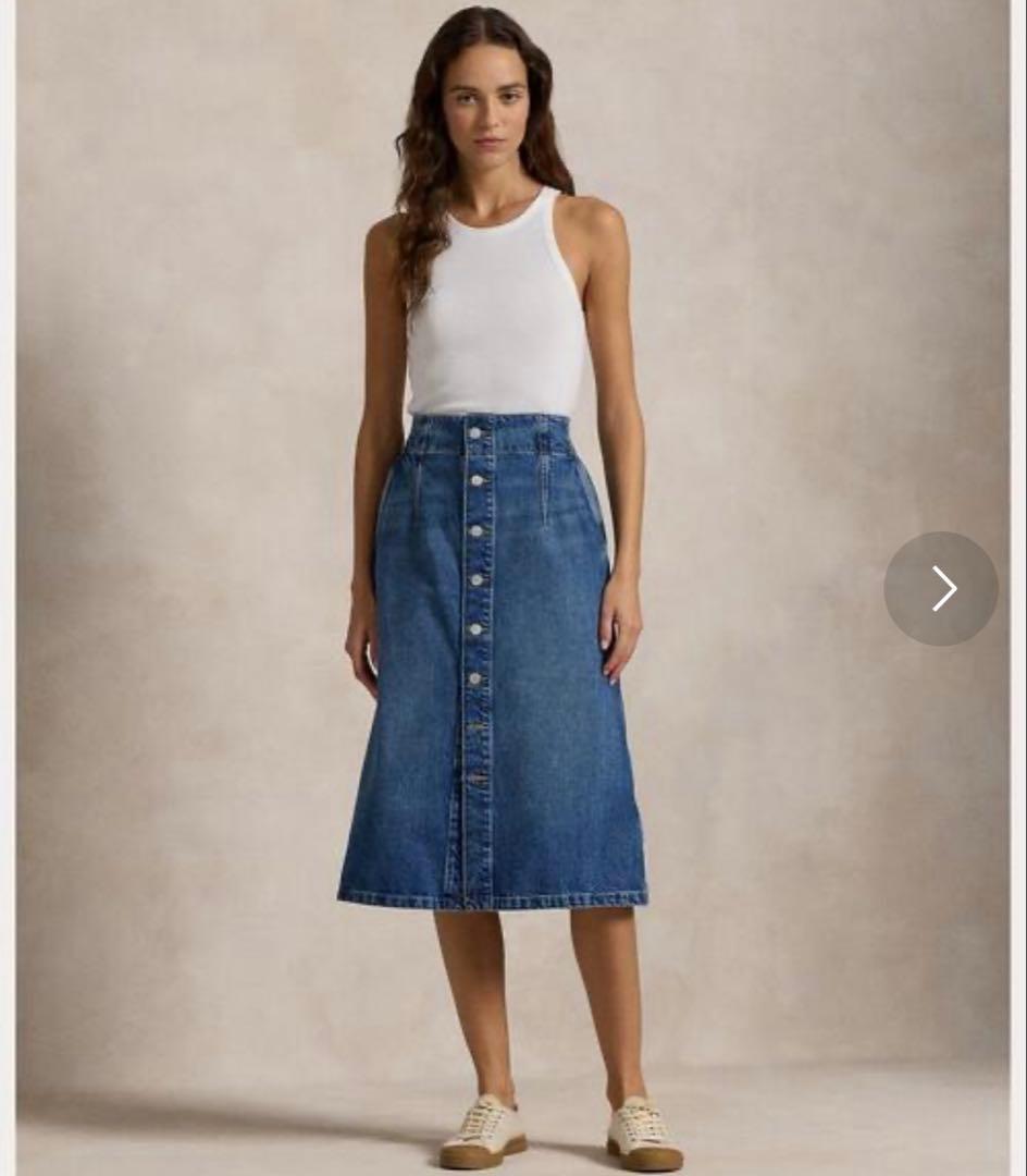 RALPH LAURENラルフローレン　Aライン　デニム　スカート　ボタン
