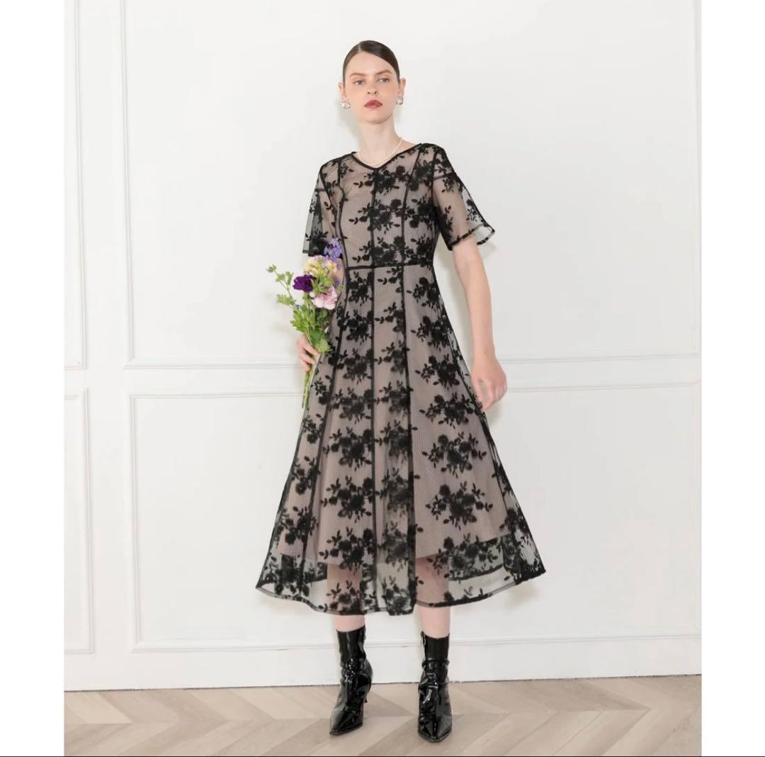 Leja 花柄後ろリボン半袖キャミワンピースセットアップドレス