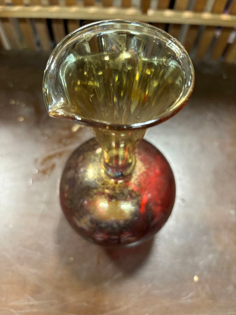 ベネチアンガラス 一輪挿し 赤と金のガラス花瓶 2点セット 大特価