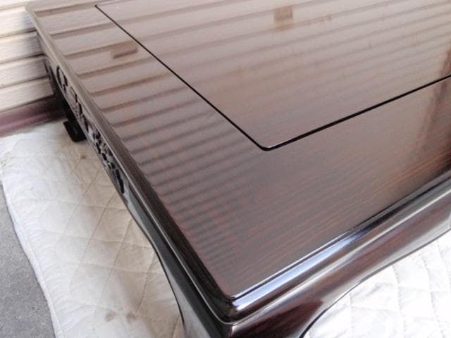 新品！半額以下！！黒檀 無垢 5尺(150巾)座敷机 太脚 座卓 検/花梨 欅