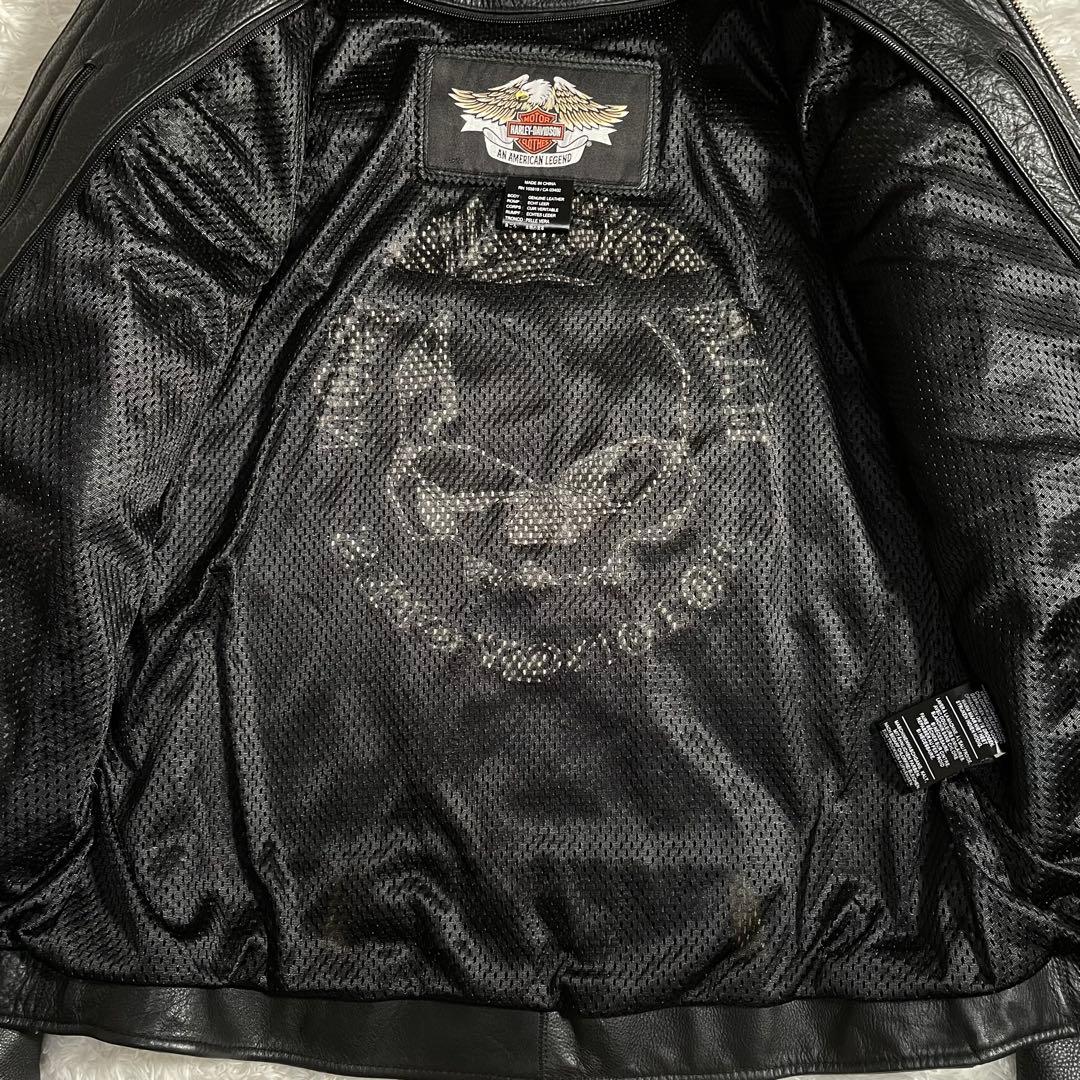 ハーレーダビットソン シングルライダースジャケット ライナー付き スカルデザイン