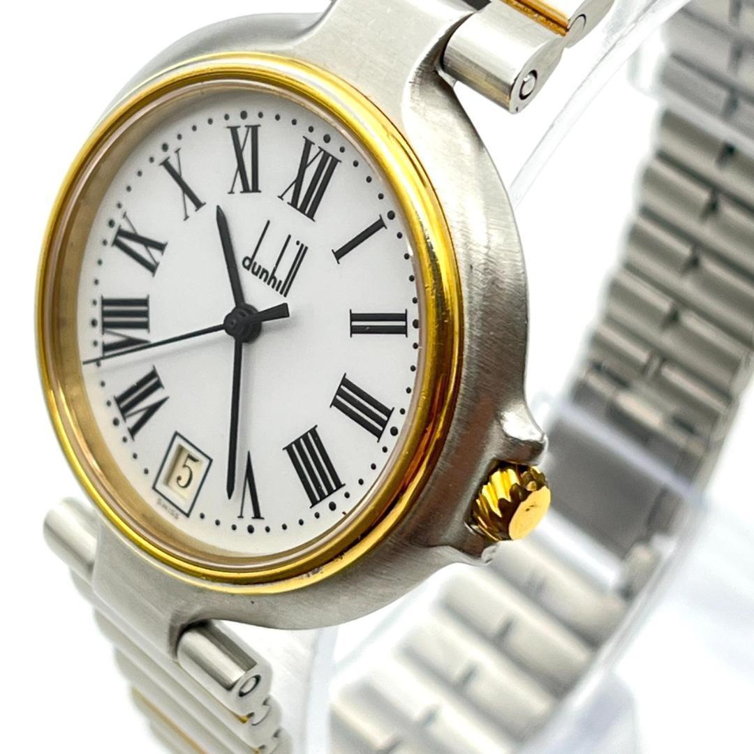 良品 ダンヒル ミレニアム 腕時計 ローマン デイト 電池交換済 ラウンド