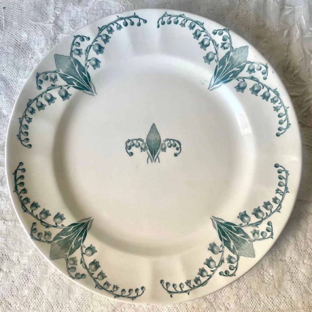 ロンシャンすずらんプレート平皿深皿2枚セット　ミュゲフランスアンティークスズラン