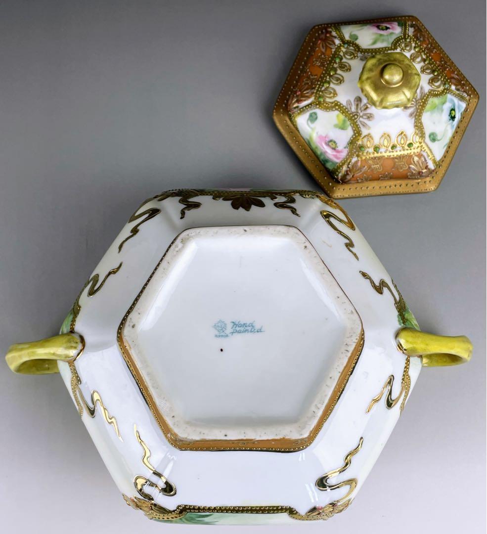 【希少】オールドノリタケ 約２４cm ポピー紋ジュエル付 ビスケットジャー