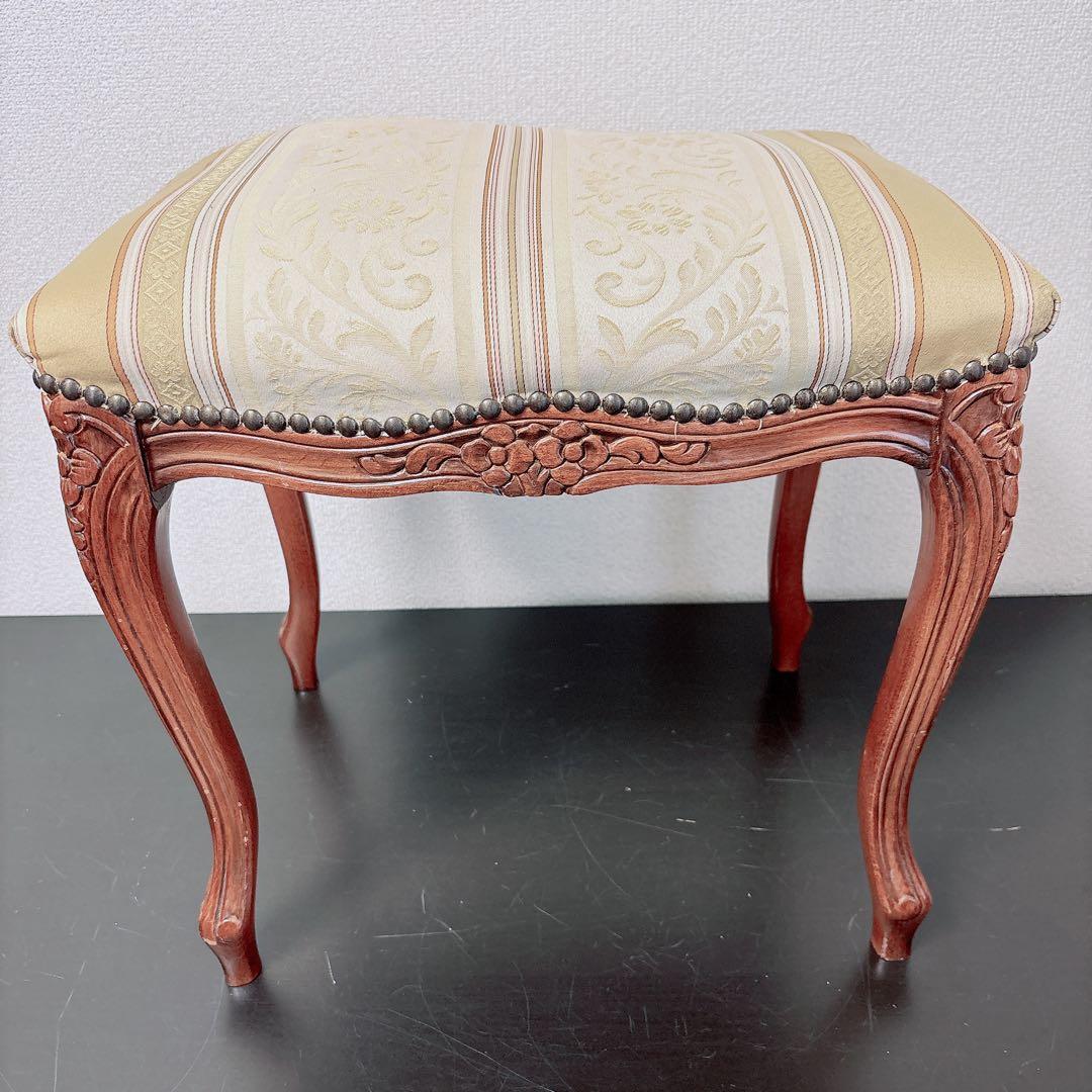 アンティーク調 猫脚スツール 彫刻 椅子 ロココ調 ローラアシュレイ風 姫家具