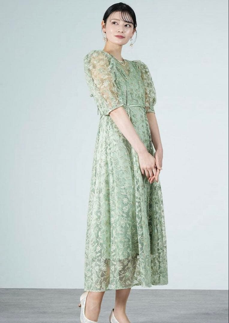 Lily Brown(リリーブラウン) チュール刺繍ドレス サイズ1 ミント