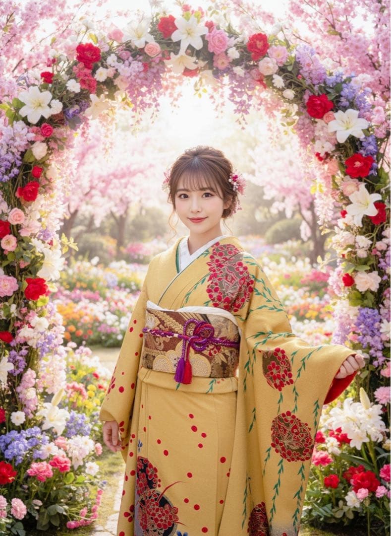 豪華新品西陣織袋帯付き　正絹振袖フルセットお探しの方に！！アースカラー　成人式