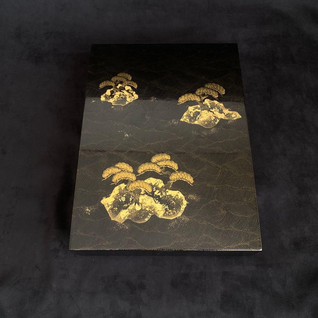 【美品】硯箱 文庫 木製 漆塗り　漆器 蒔絵　道具箱　小物入れ　伝統工芸品　松島