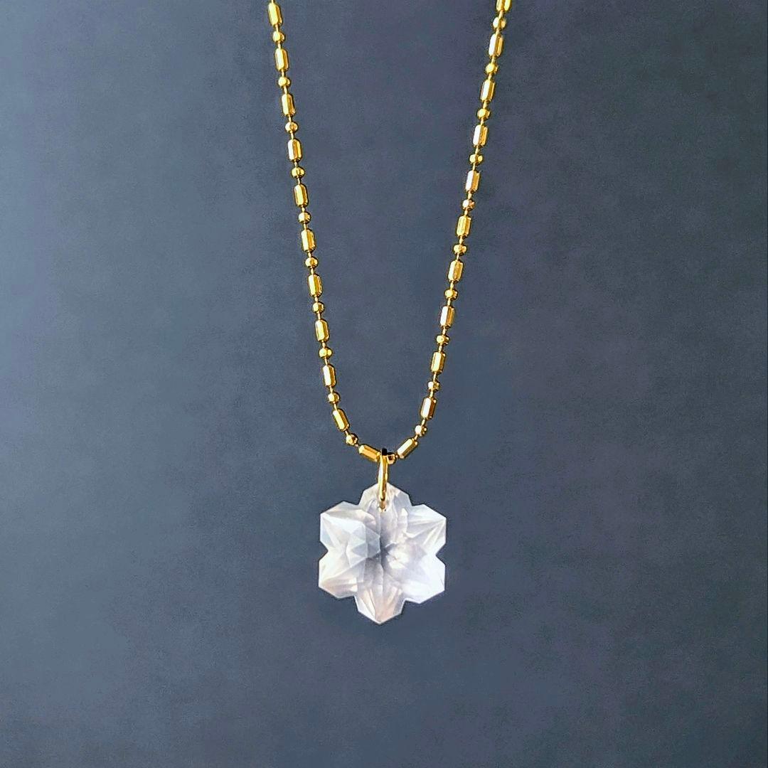 ♢六花♢K18 ローズクォーツ 3.9ct チャーム ペンダントトップ