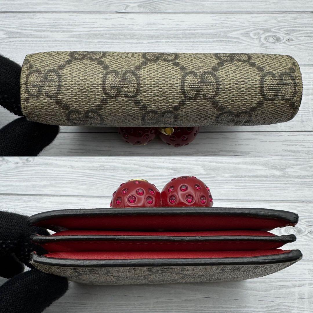 【美品】 GUCCI インターロッキング GG チェリー 二つ折り財布 PVC