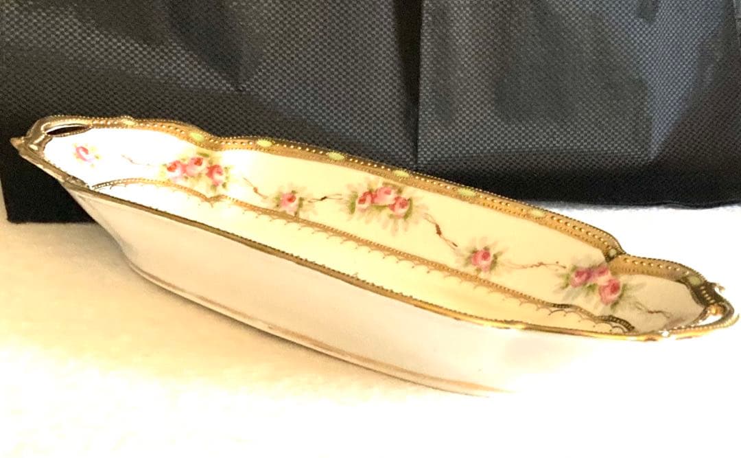 オールドノリタケ　両手付き金彩長皿