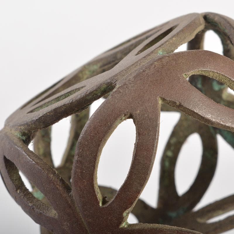 茶道具　釜師　高木治良兵衛作　唐銅　輪透蓋置　共箱　C　R6649