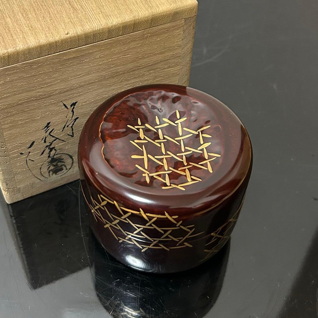 表完　籠目蒔絵溜竹平棗　茶道具懐石茶箱鵬雲斎坐忘斎淡々斎即中斎七事式水屋道具香合