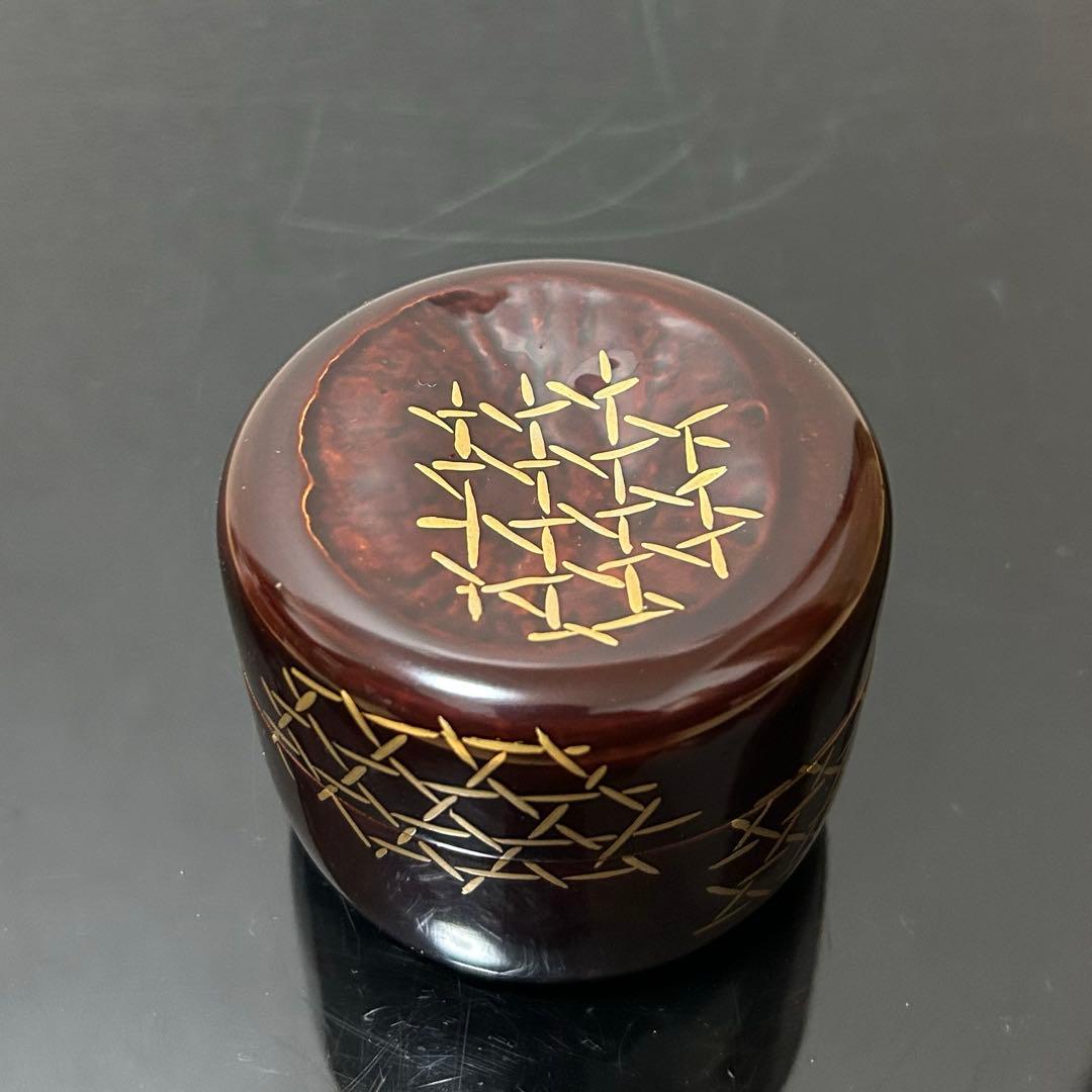 表完　籠目蒔絵溜竹平棗　茶道具懐石茶箱鵬雲斎坐忘斎淡々斎即中斎七事式水屋道具香合