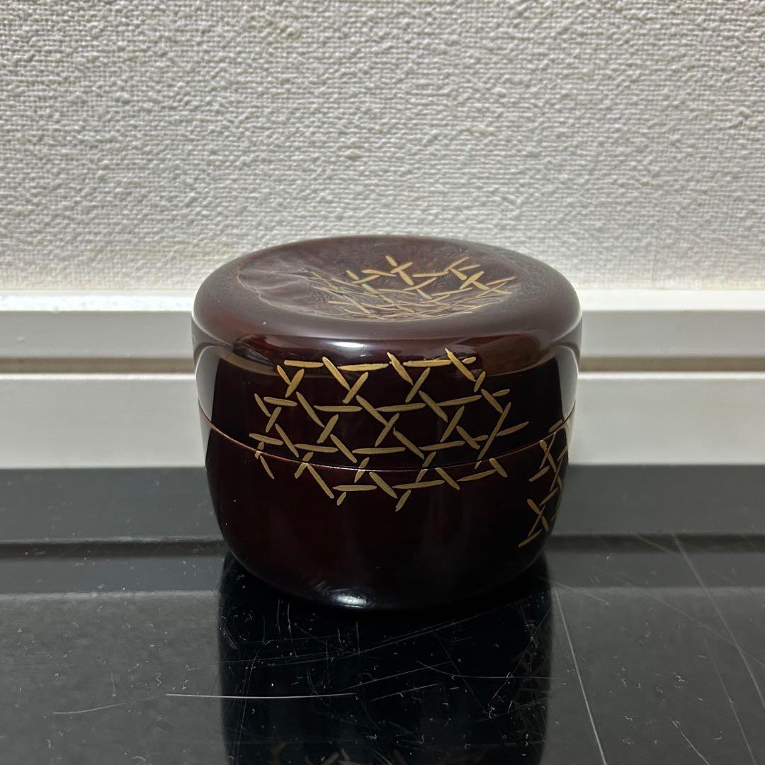 表完　籠目蒔絵溜竹平棗　茶道具懐石茶箱鵬雲斎坐忘斎淡々斎即中斎七事式水屋道具香合