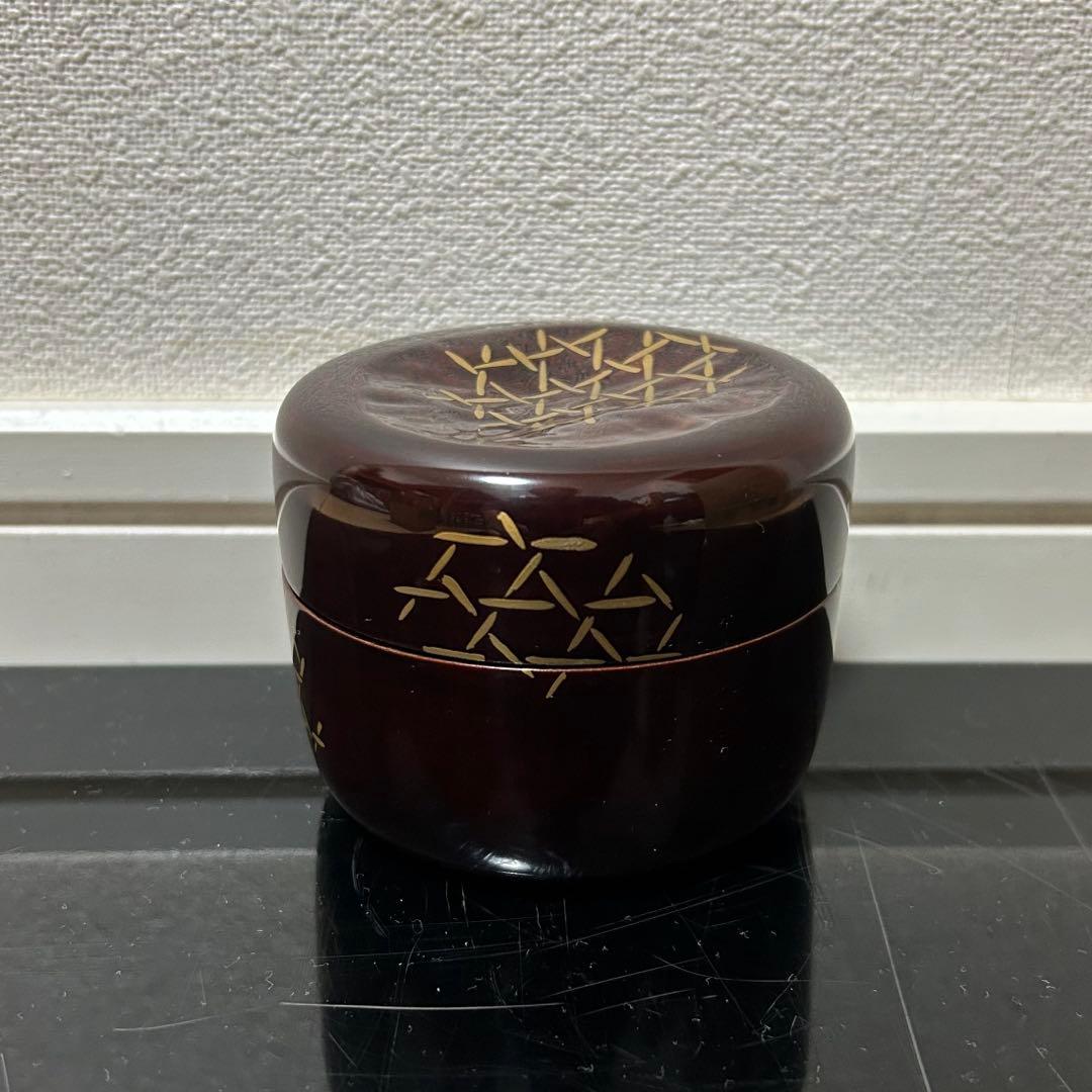 表完　籠目蒔絵溜竹平棗　茶道具懐石茶箱鵬雲斎坐忘斎淡々斎即中斎七事式水屋道具香合