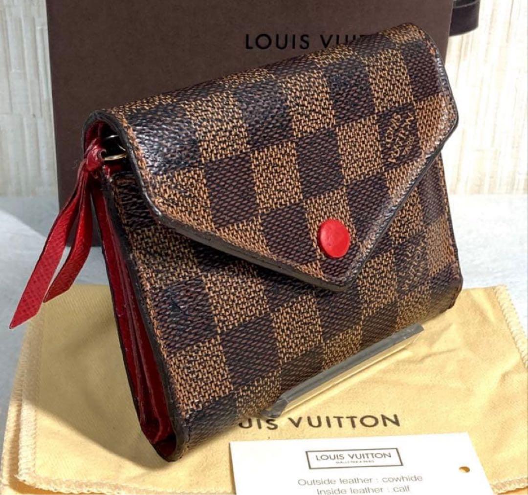 ルイヴィトン ダミエエベヌ ポルトフォイユ　ヴィクトリーヌ 三つ折り財布