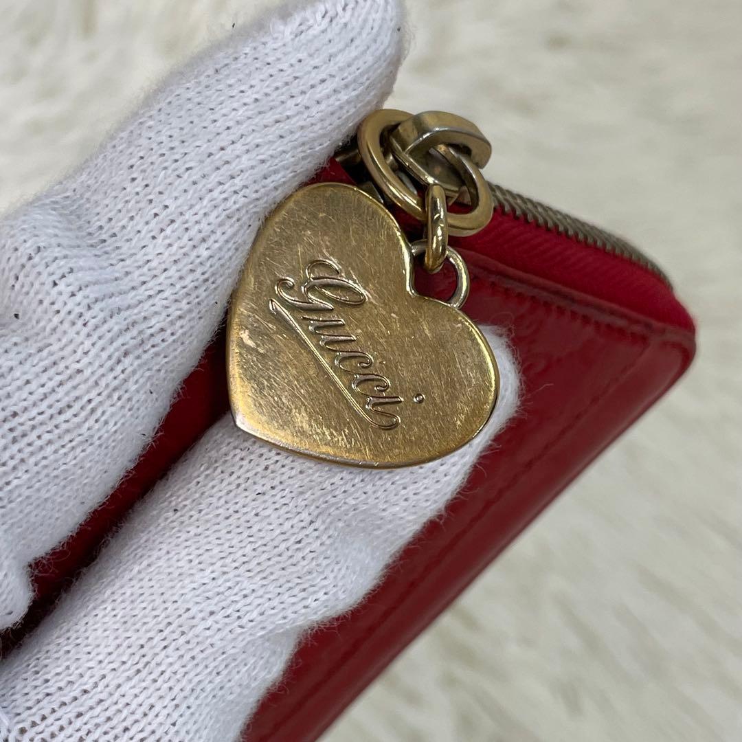 GUCCI グッチ ケース ラウンドファスナー 財布 ハート ロゴ GG